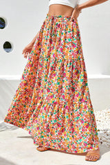 Printed Elastic Waist Maxi Skirt Trendsi