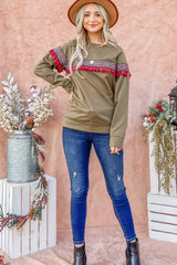 And The Why Ethnic Ribbon Tassel Trim Top