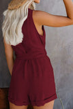 Full Size Tied V-Neck Sleeveless Romper with Pockets - Trendsi