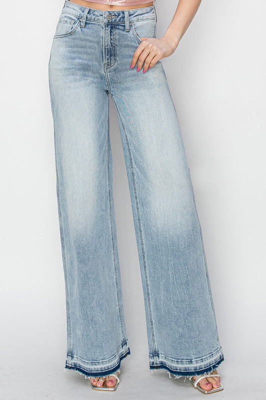 Risen Full Size High Rise Wide Leg Jeans - Trendsi