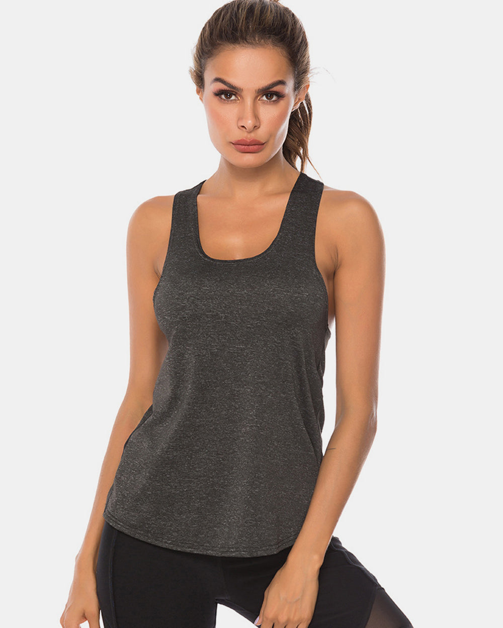 Full Size Scoop Neck Wide Strap Active Tank Trendsi