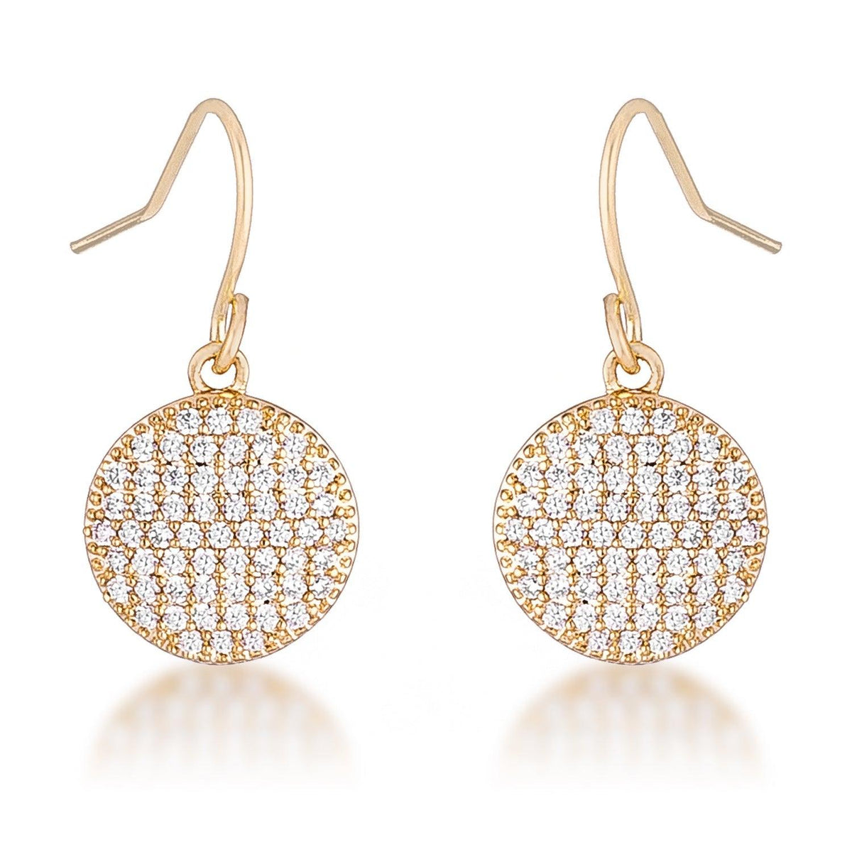 .6 Ct Elegant CZ Gold Plated Disk Earrings - JGI