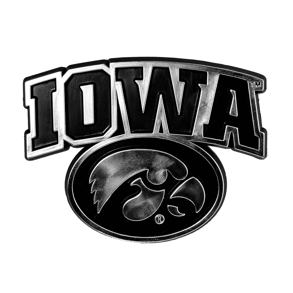 Iowa Hawkeyes Molded Chrome Plastic Emblem