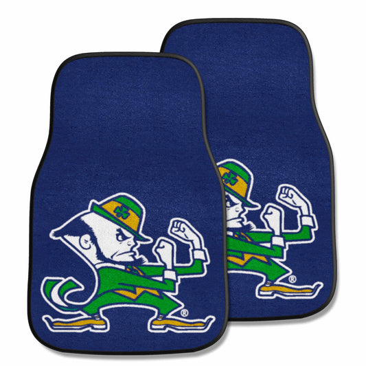 Notre Dame Fighting Irish Front Carpet Car Mat Set - 2 Pieces, Leprechaun