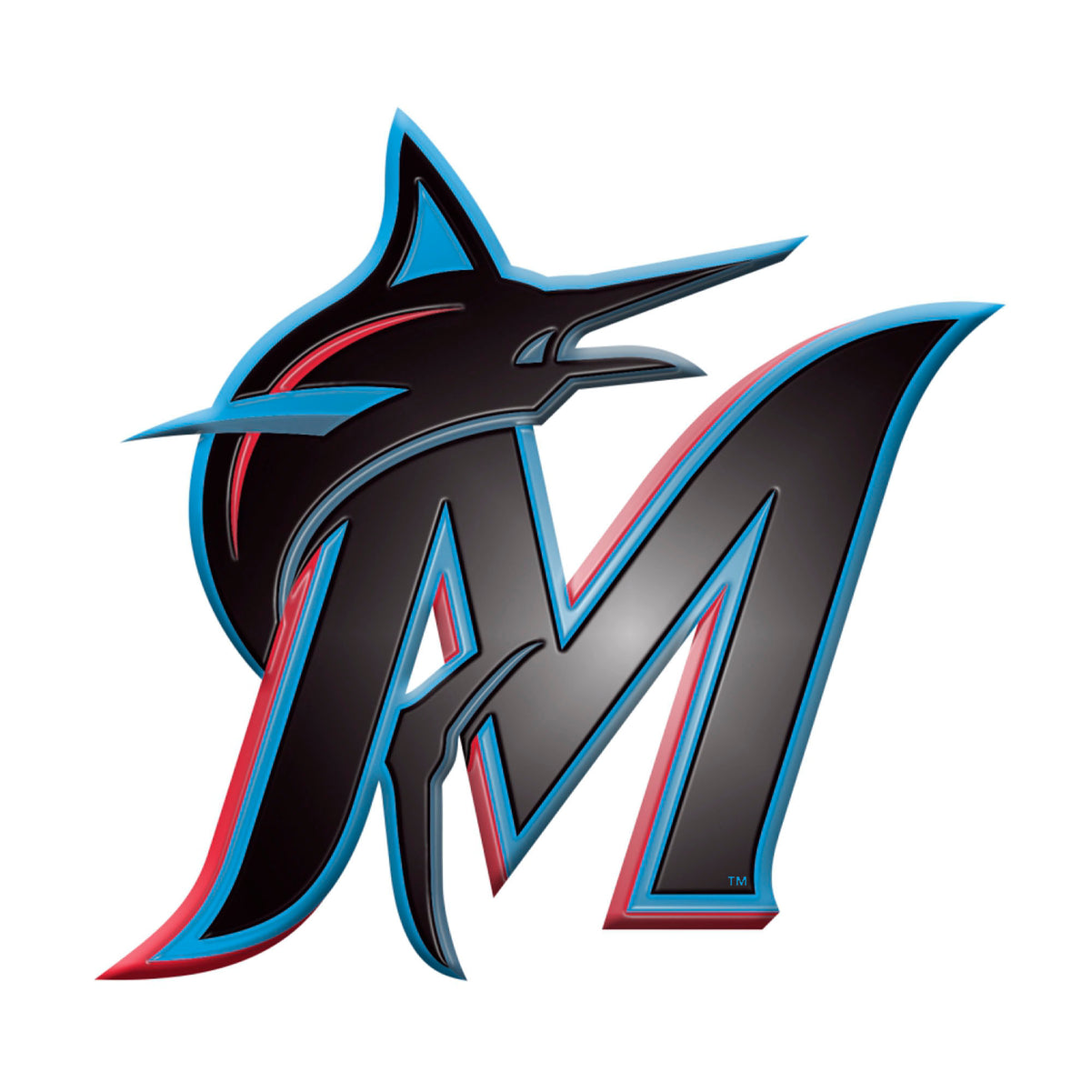 Miami Marlins Heavy Duty Aluminum Embossed Color Emblem