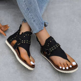 Studded Raw Hem Flat Sandals Trendsi