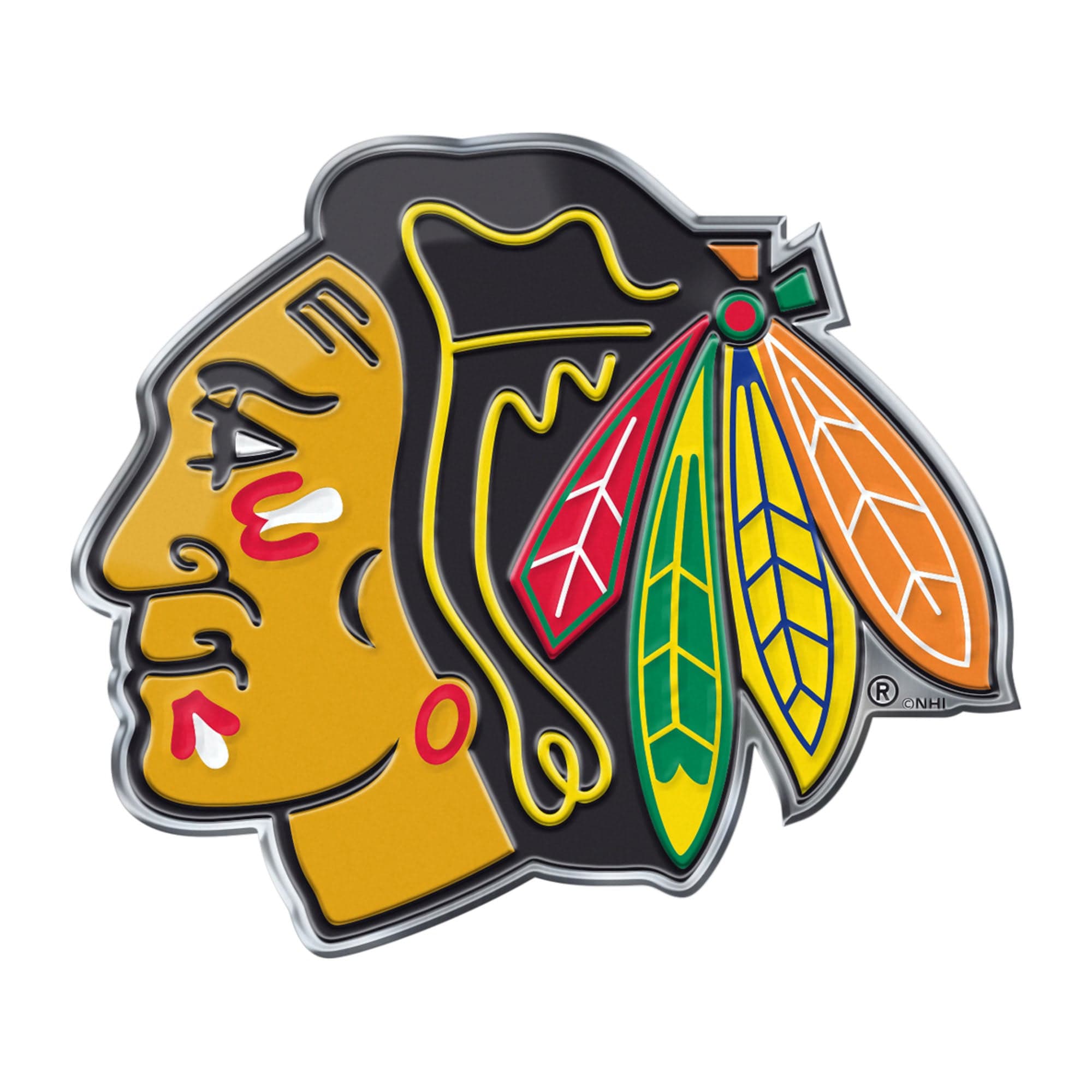 Chicago Blackhawks Heavy Duty Aluminum Embossed Color Emblem - Chicago Blackhawks