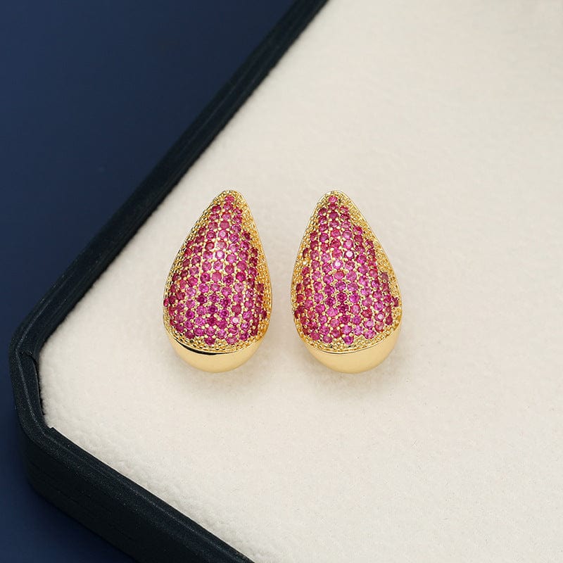 18K Gold-Plated Zircon Teardrop Earring - Trendsi