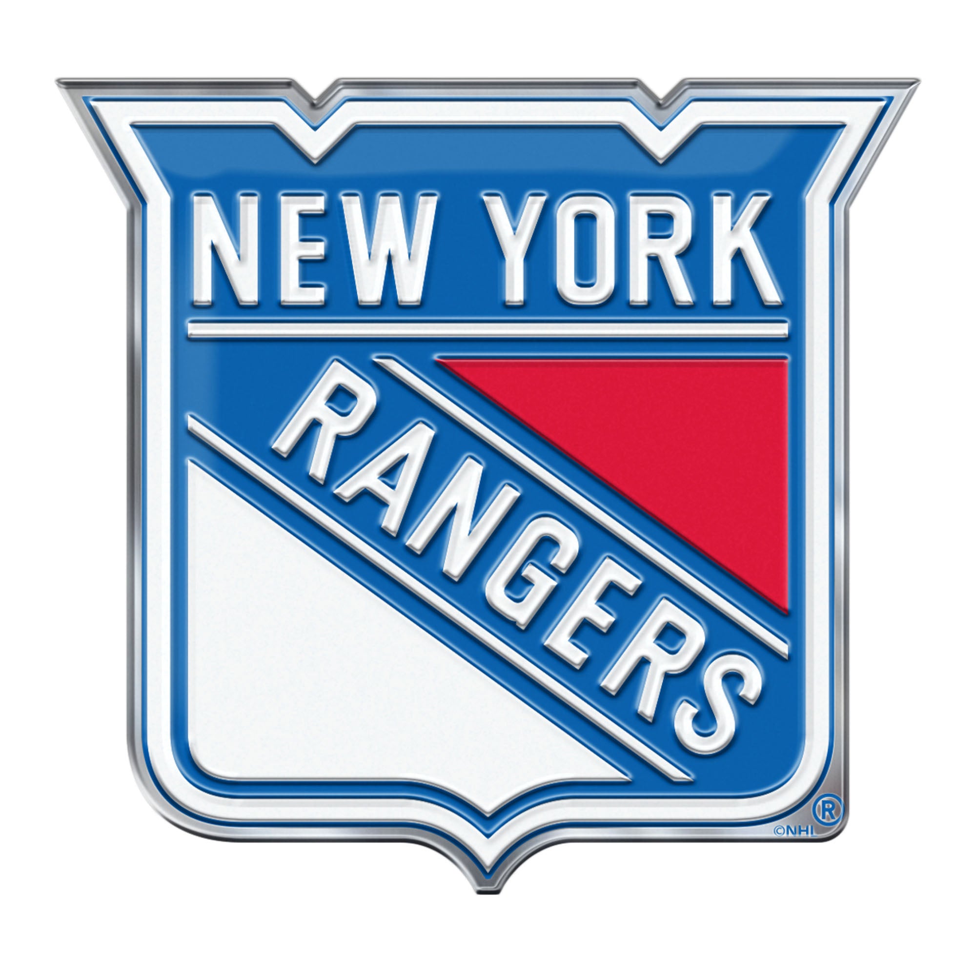 New York Rangers Heavy Duty Aluminum Embossed Color Emblem - New York Rangers