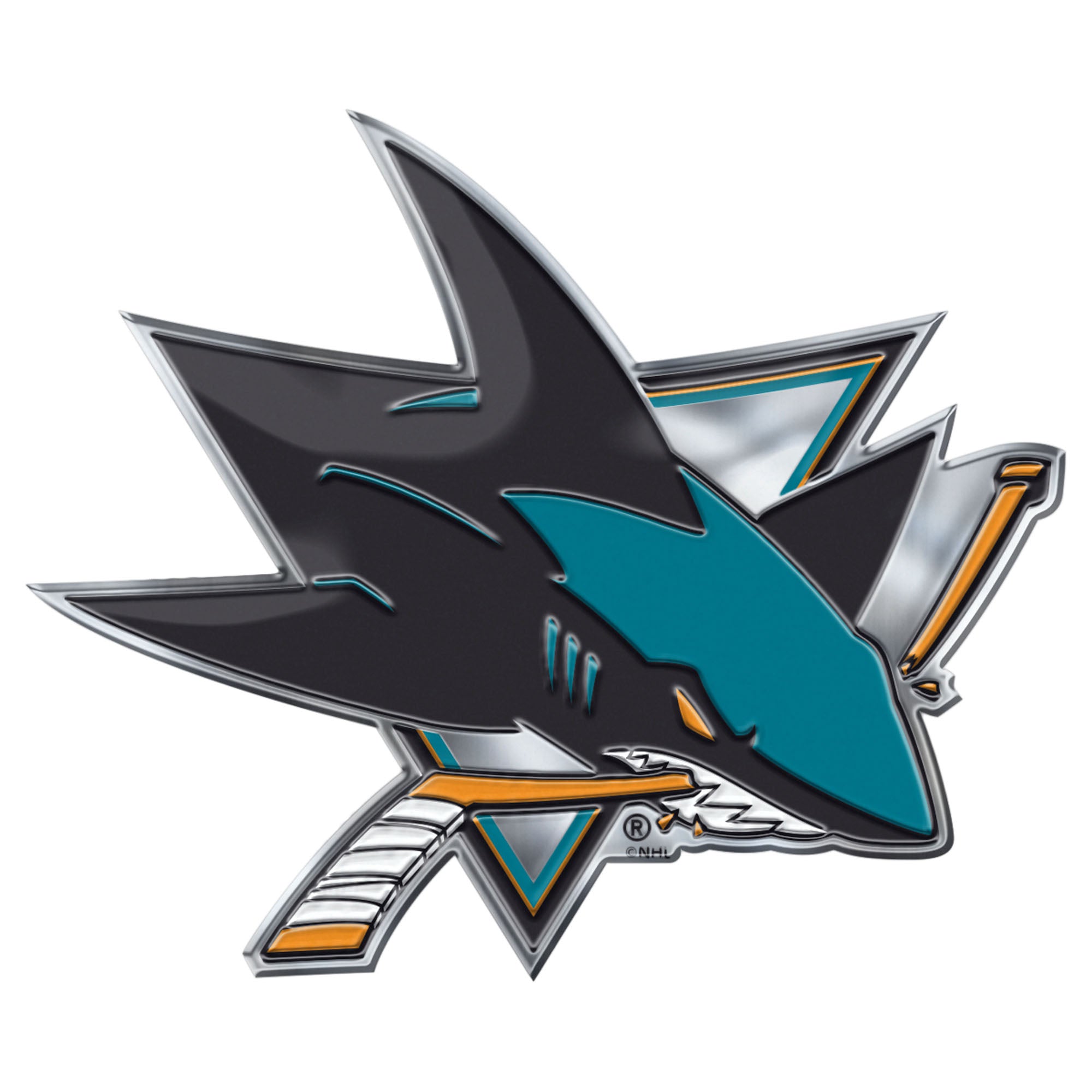 San Jose Sharks Heavy Duty Aluminum Embossed Color Emblem