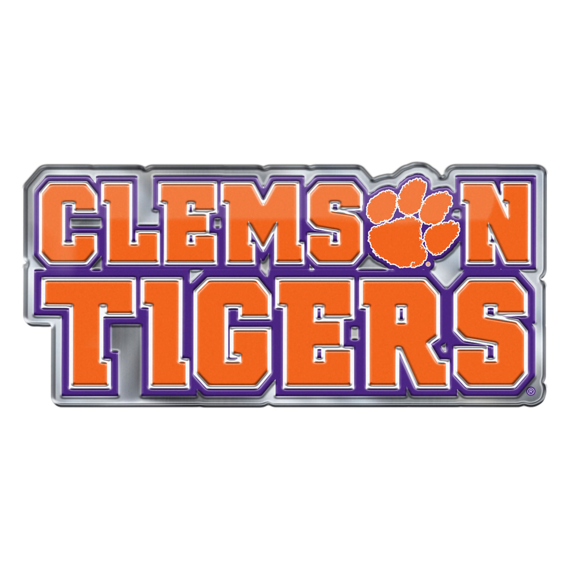 Clemson Tigers Heavy Duty Aluminum Embossed Color Emblem - Alternate