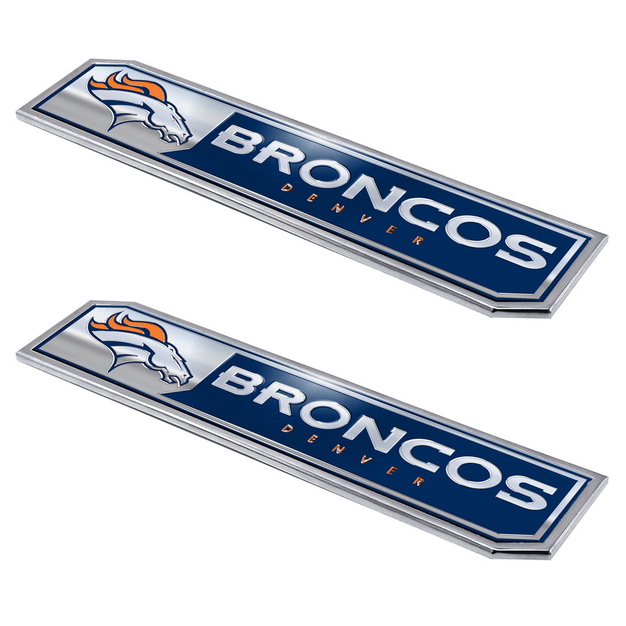 Denver Broncos 2 Piece Heavy Duty Aluminum Embossed Truck Emblem Set