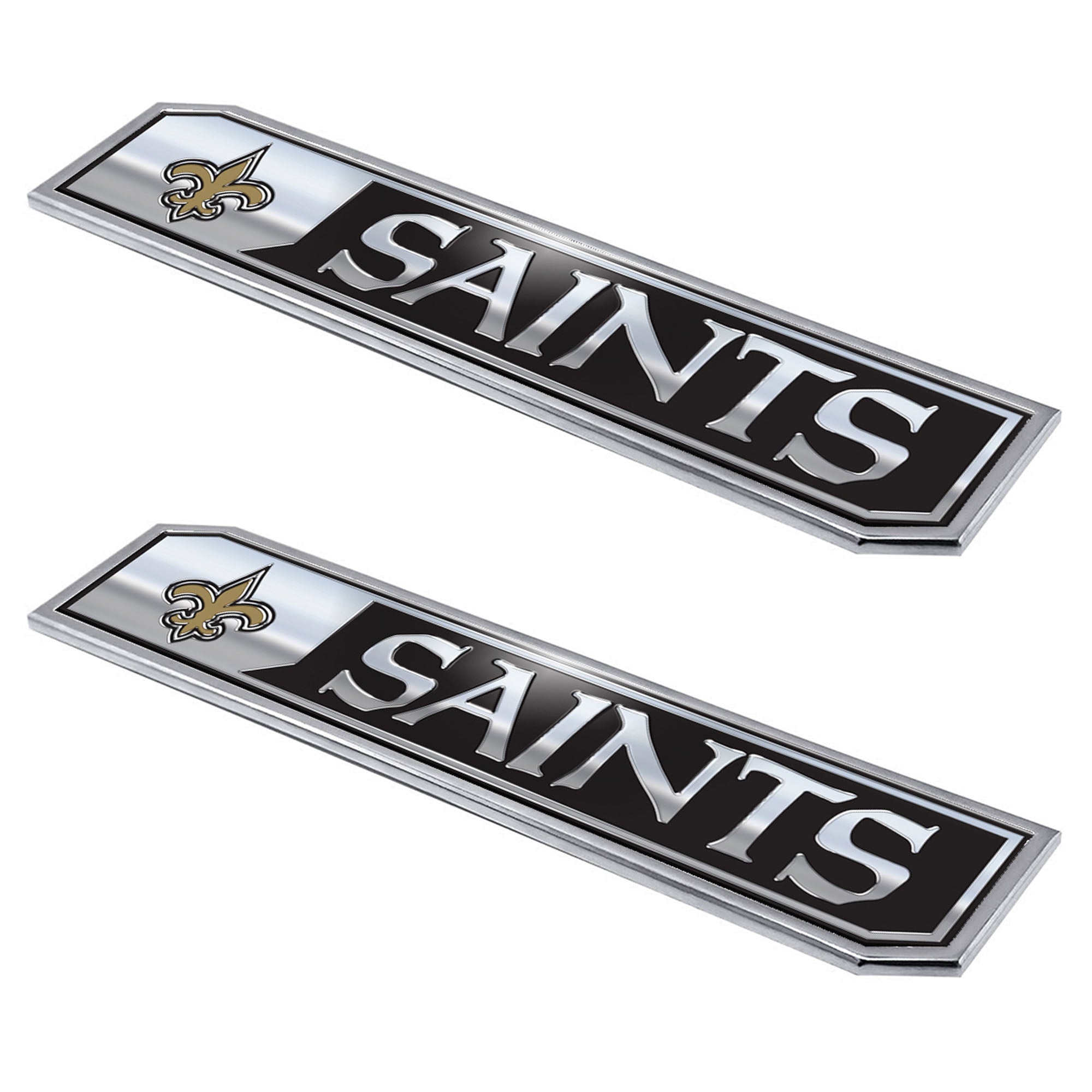 New Orleans Saints 2 Piece Heavy Duty Aluminum Embossed Truck Emblem Set