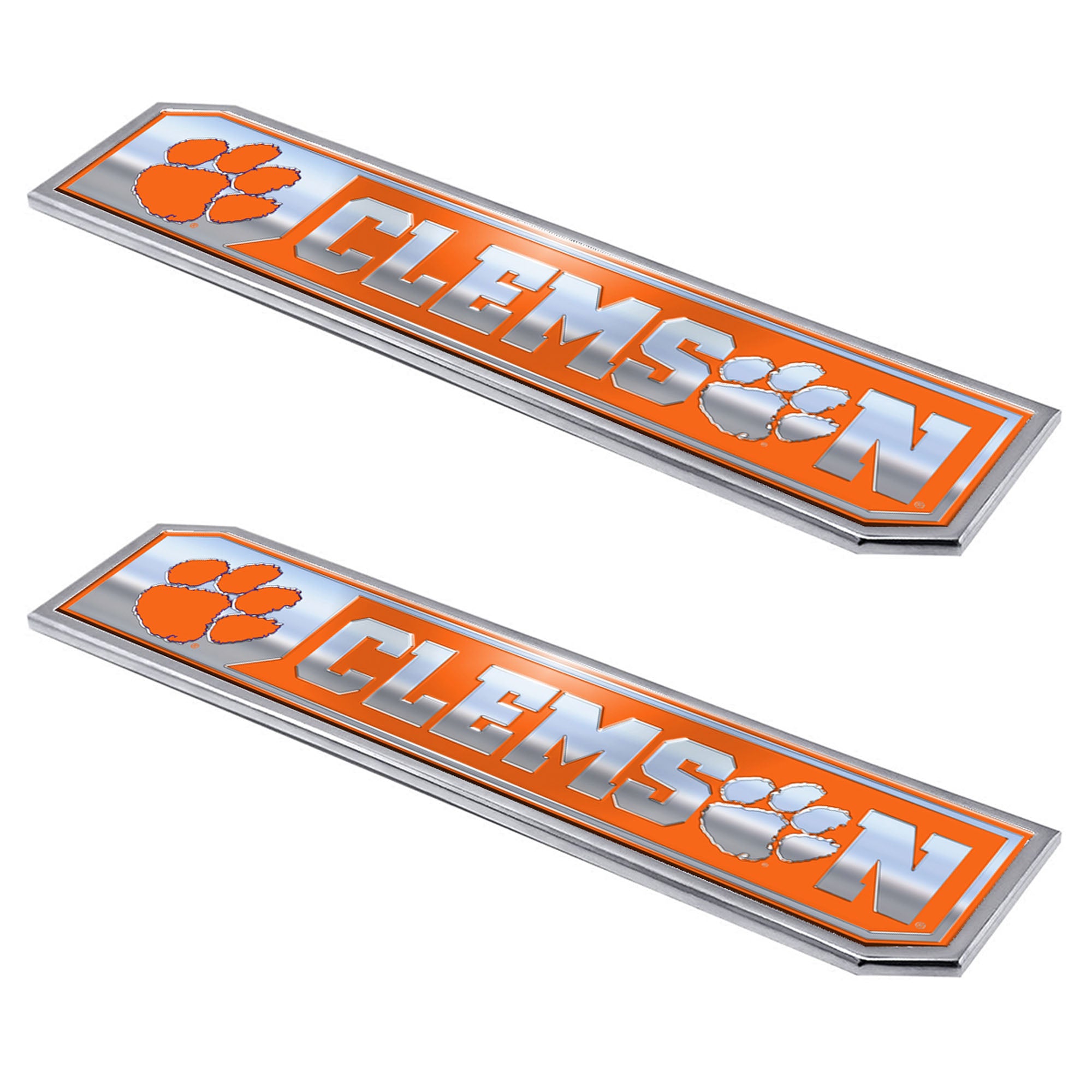 Clemson Tigers 2 Piece Heavy Duty Aluminum Embossed Truck Emblem Set - Clemson