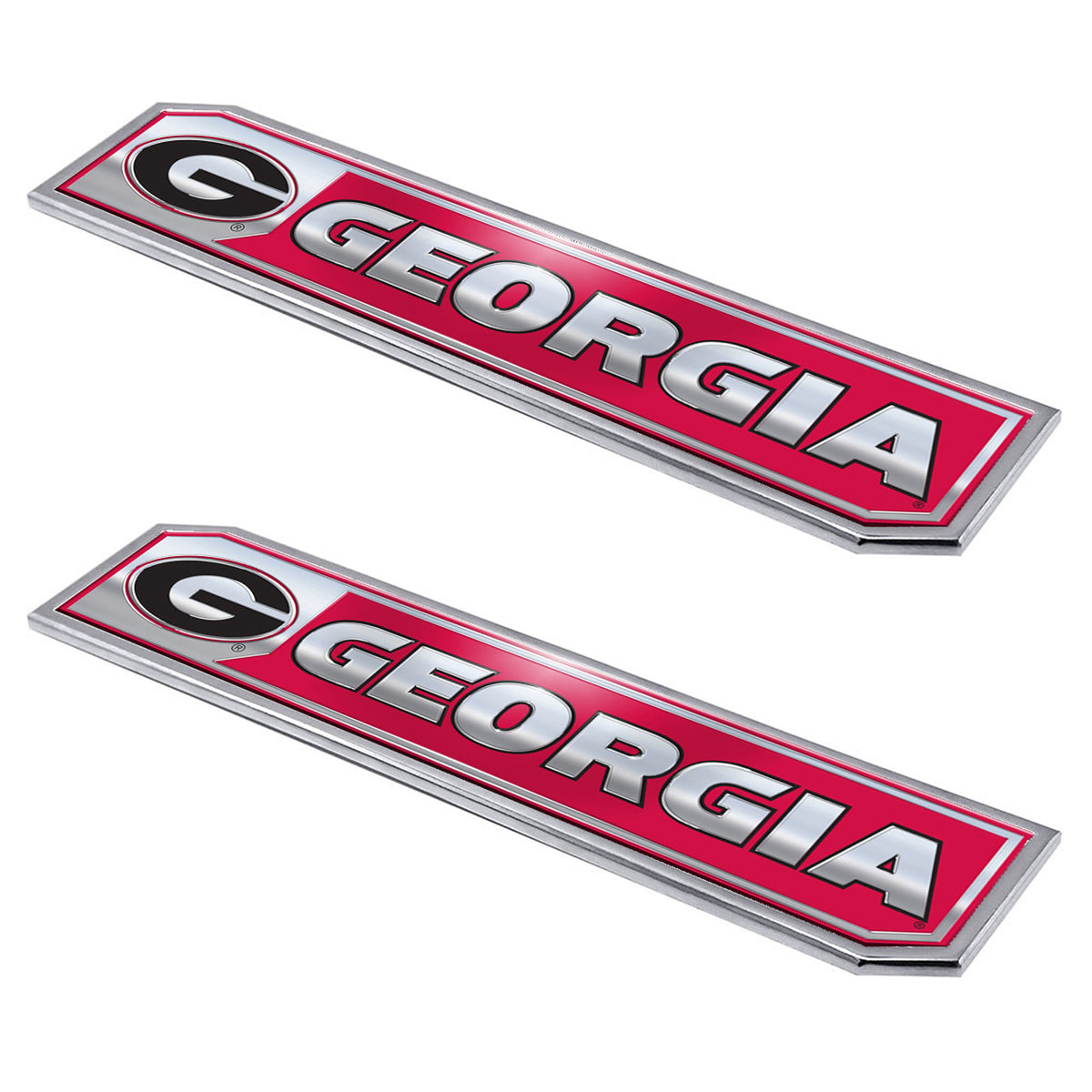 Georgia Bulldogs 2 Piece Heavy Duty Aluminum Embossed Truck Emblem Set