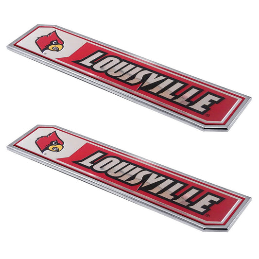 Louisville Cardinals 2 Piece Heavy Duty Aluminum Embossed Truck Emblem Set