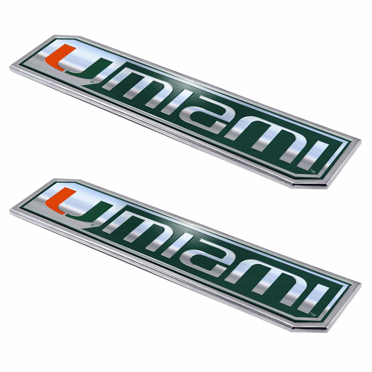 Miami Hurricanes 2 Piece Heavy Duty Aluminum Embossed Truck Emblem Set