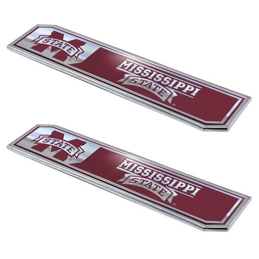 Mississippi State Bulldogs 2 Piece Heavy Duty Aluminum Embossed Truck Emblem Set