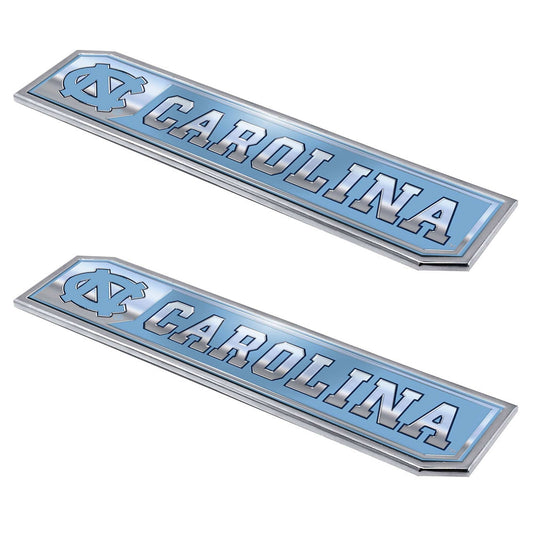 North Carolina Tar Heels 2 Piece Heavy Duty Aluminum Embossed Truck Emblem Set - North Carolina