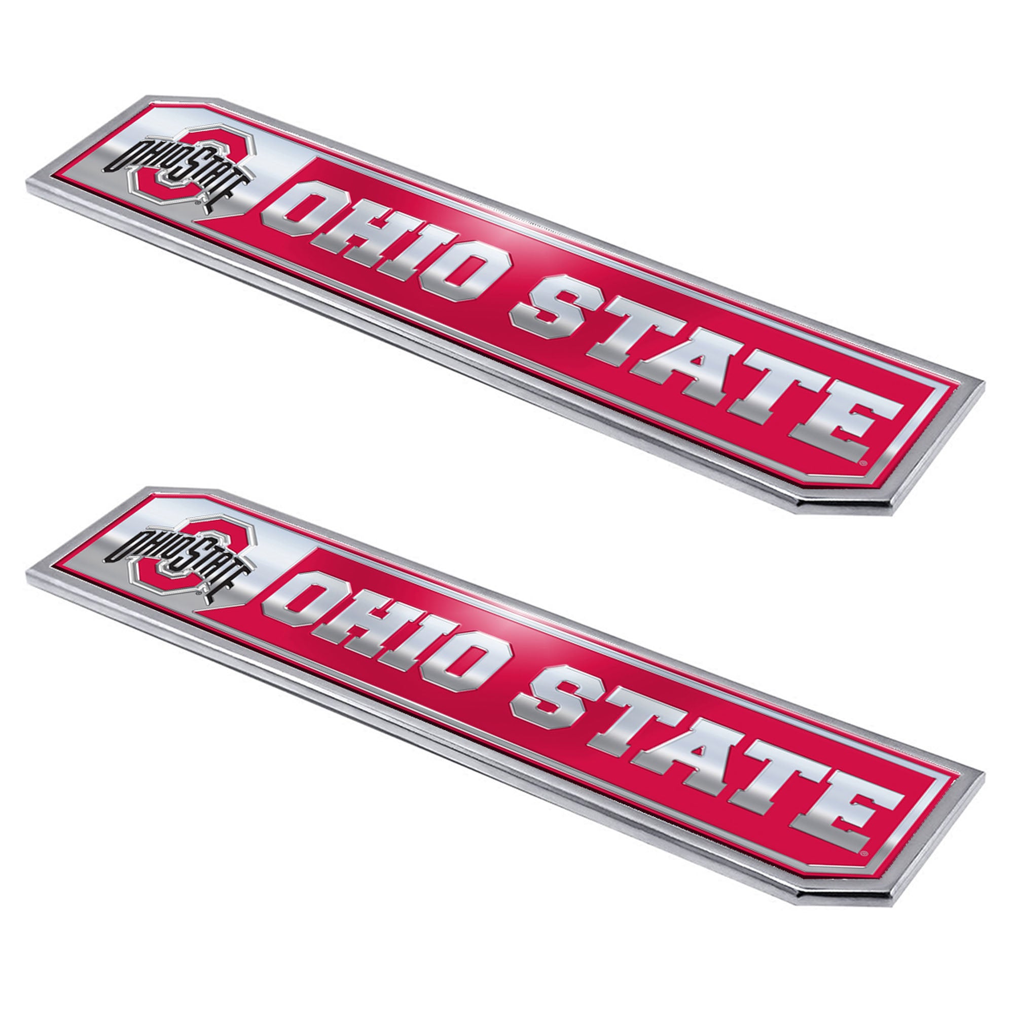 Ohio State Buckeyes 2 Piece Heavy Duty Aluminum Embossed Truck Emblem Set