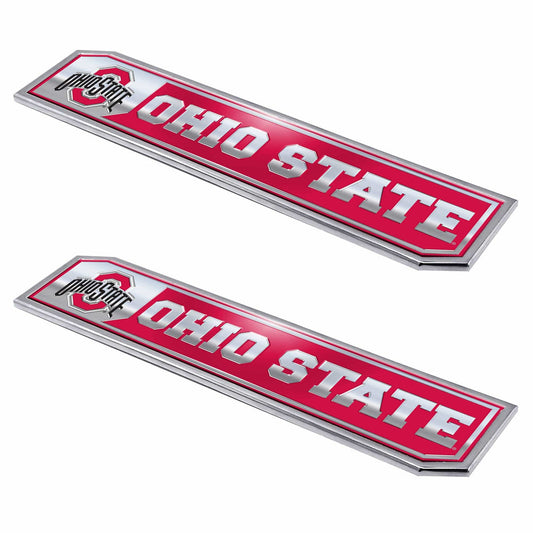 Ohio State Buckeyes 2 Piece Heavy Duty Aluminum Embossed Truck Emblem Set - Ohio State