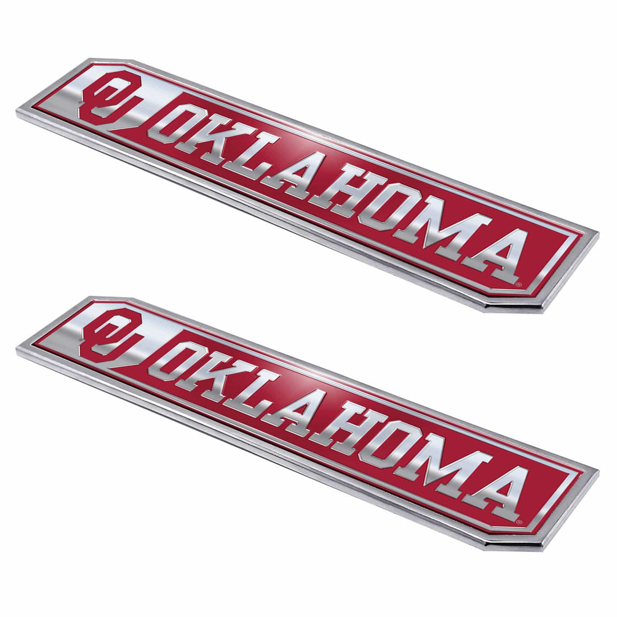 Oklahoma Sooners 2 Piece Heavy Duty Aluminum Embossed Truck Emblem Set - Oklahoma