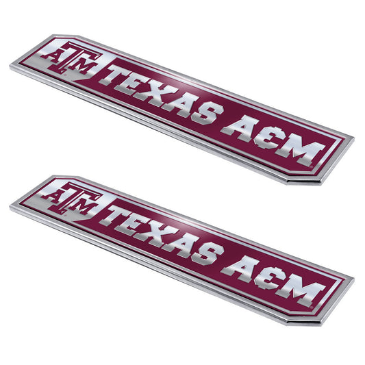 Texas A&M Aggies 2 Piece Heavy Duty Aluminum Embossed Truck Emblem Set