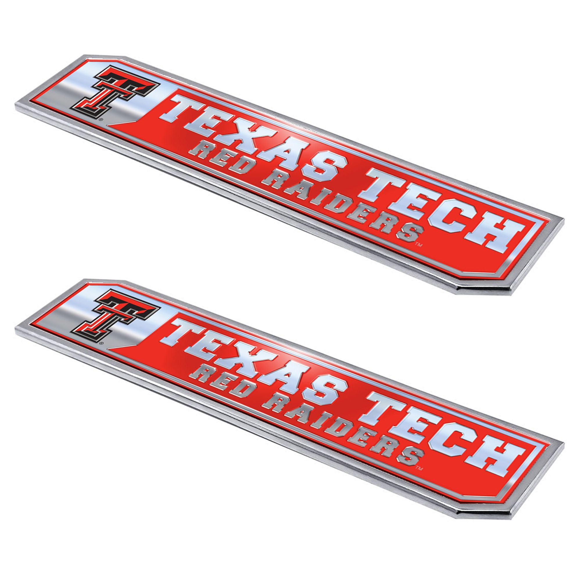 Texas Tech Red Raiders 2 Piece Heavy Duty Aluminum Embossed Truck Emblem Set