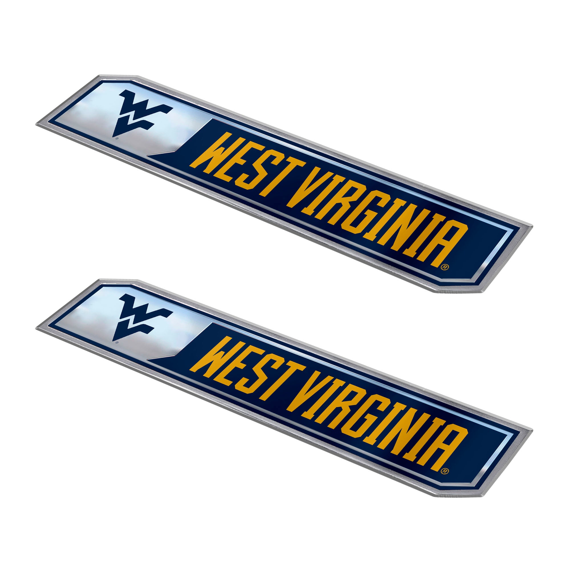 West Virginia Mountaineers 2 Piece Heavy Duty Aluminum Embossed Truck Emblem Set