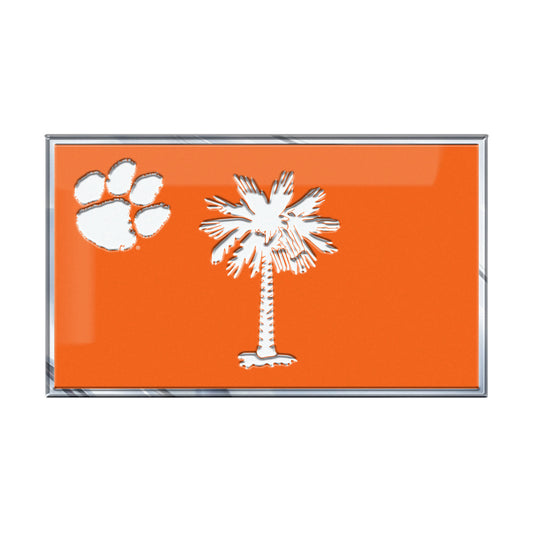 Clemson Tigers State Flag Aluminum Embossed Emblem - Clemson