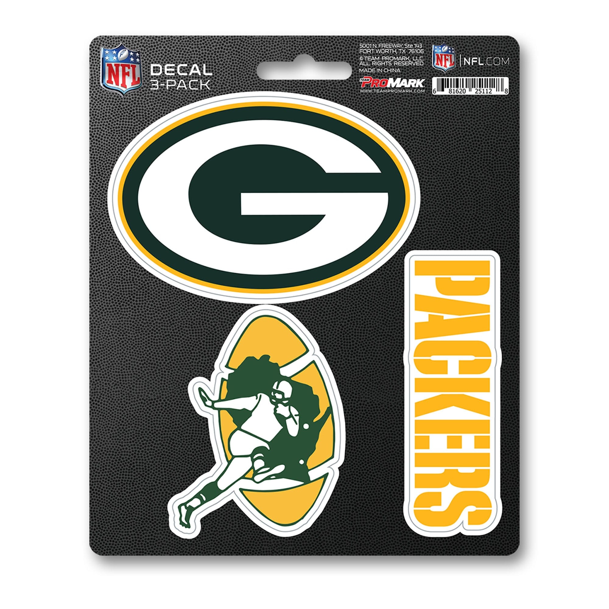 Green Bay Packers 3 Piece Decal Sticker Set - Green Bay Packers