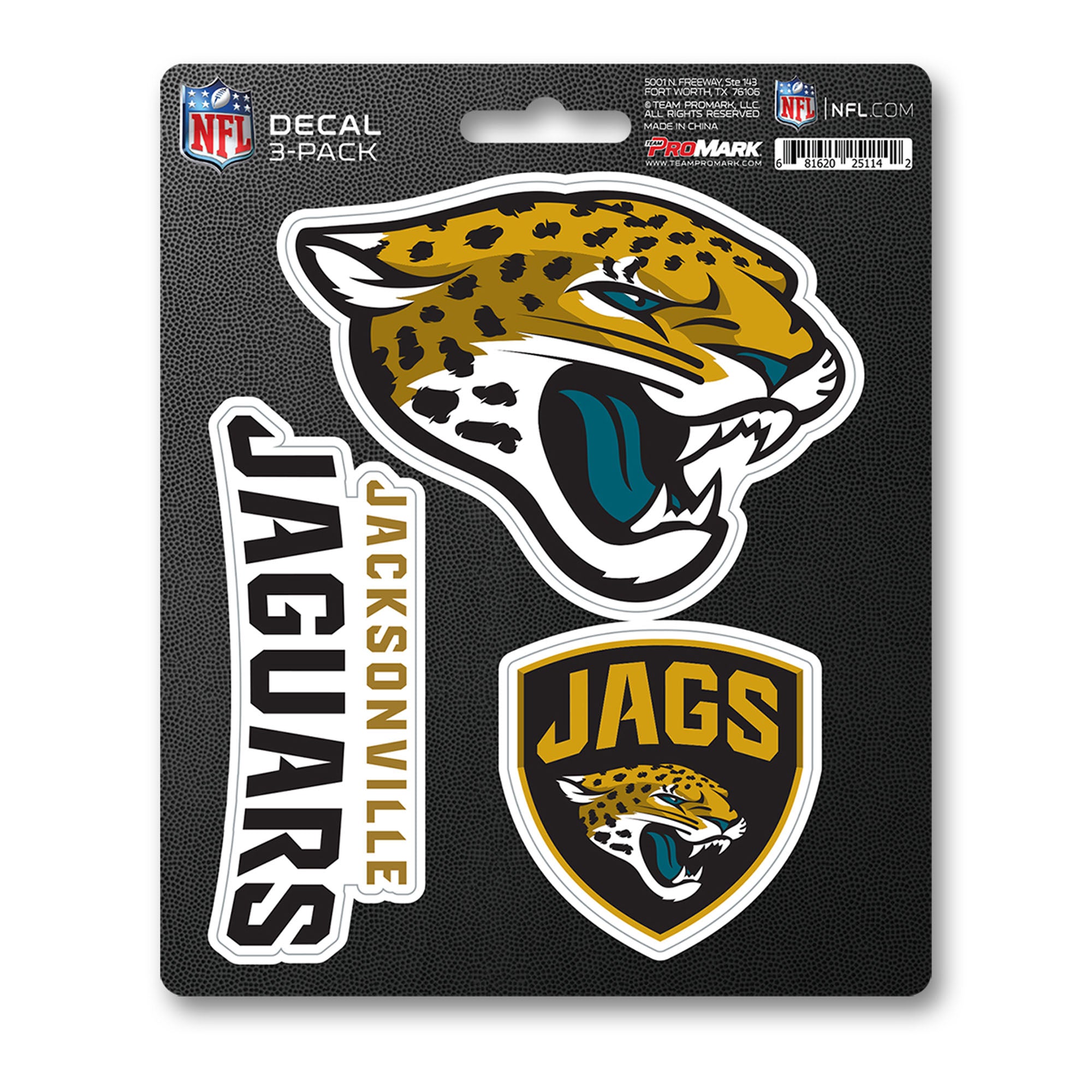 Jacksonville Jaguars 3 Piece Decal Sticker Set