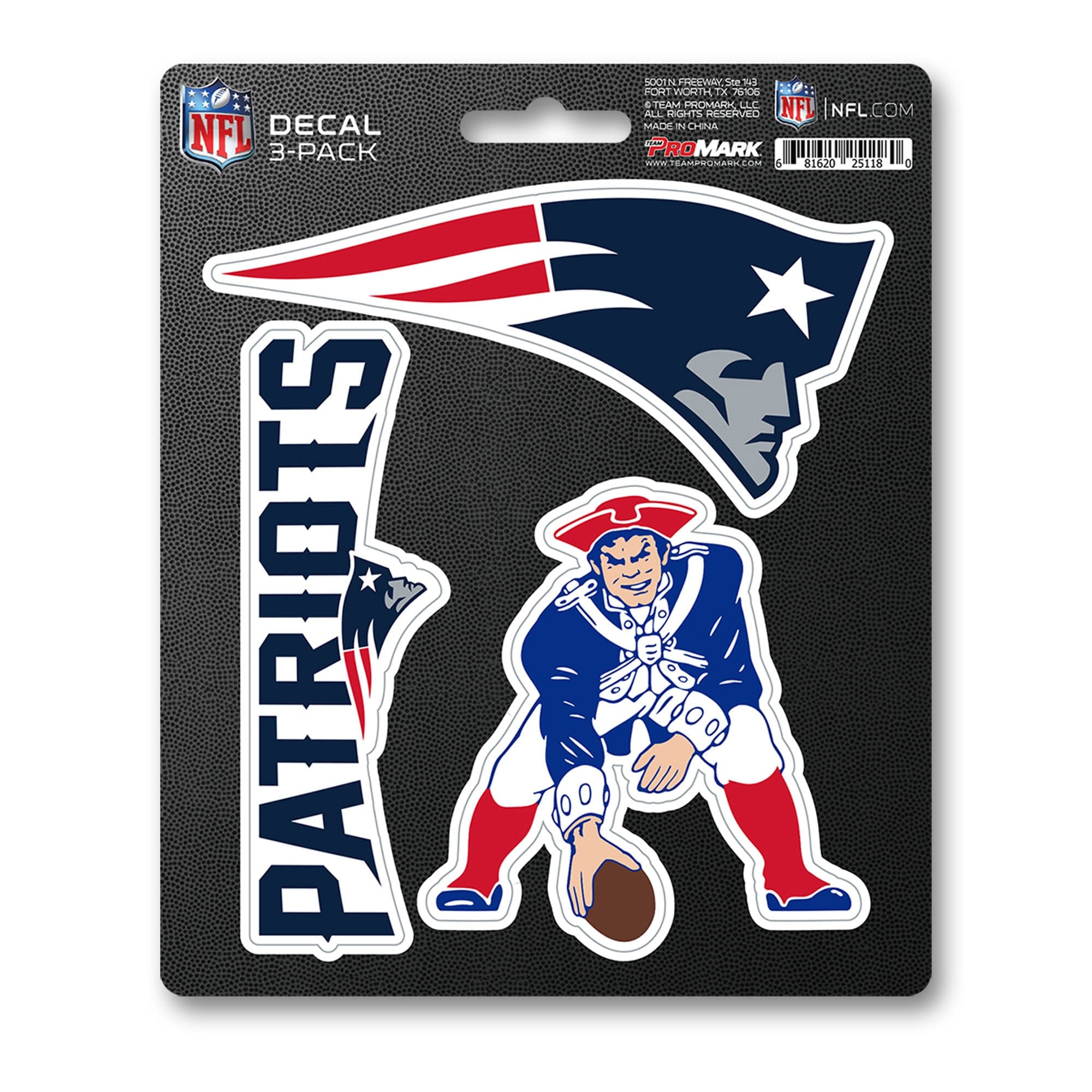 New England Patriots 3 Piece Decal Sticker Set - New England Patriots