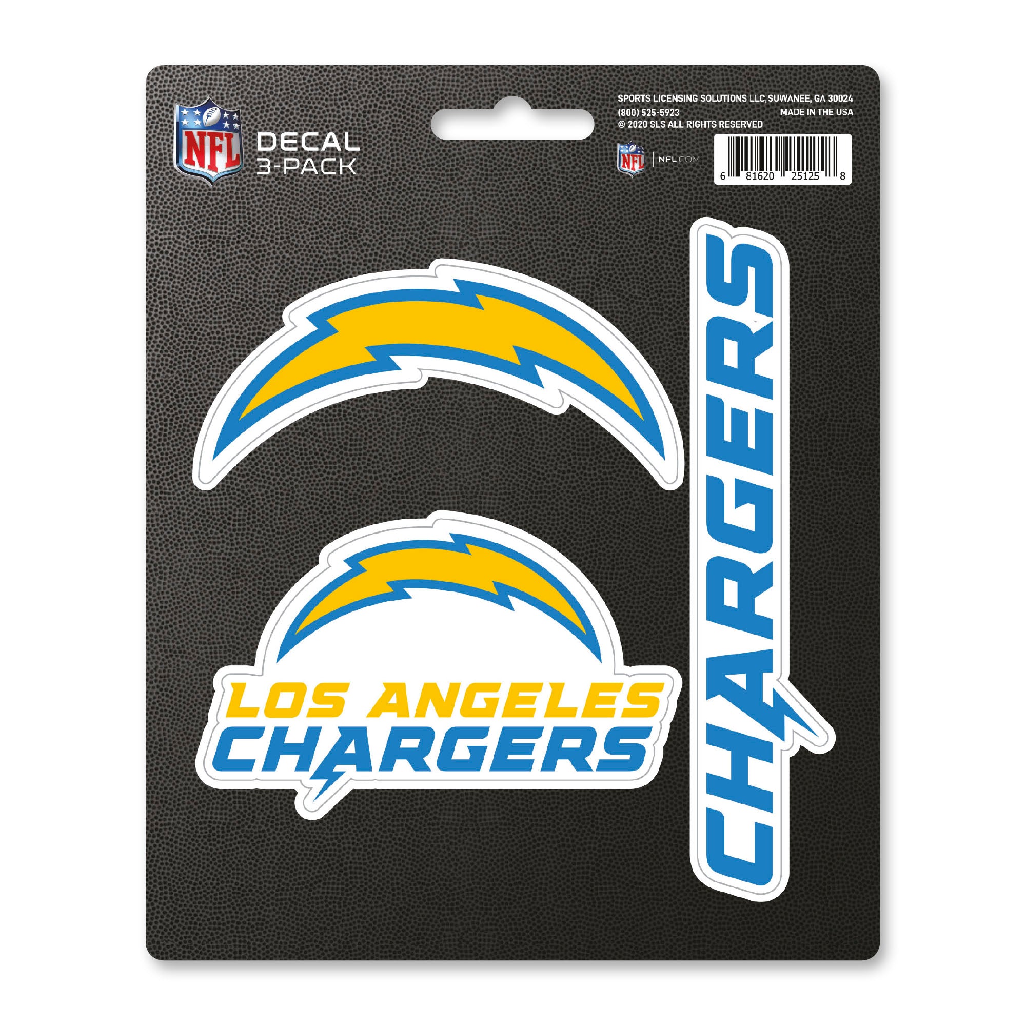 Los Angeles Chargers 3 Piece Decal Sticker Set