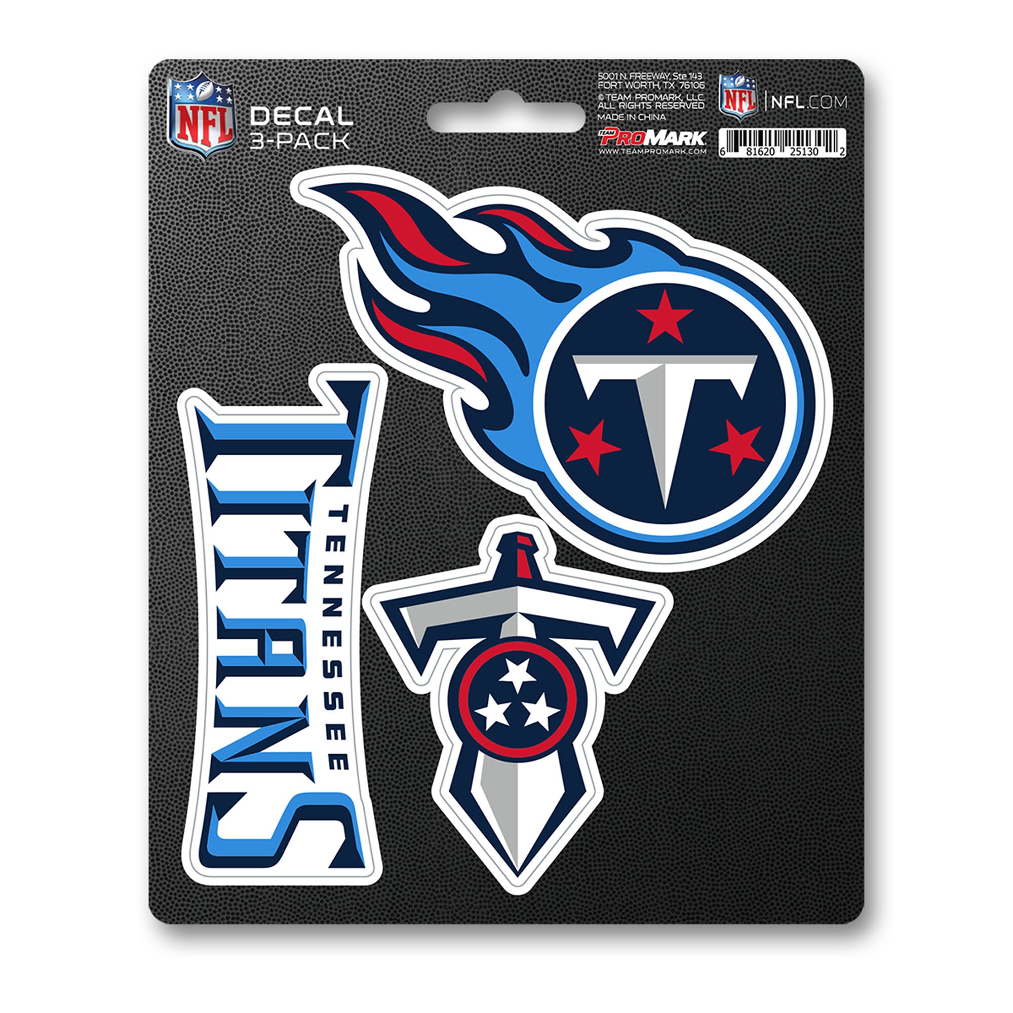 Tennessee Titans 3 Piece Decal Sticker Set