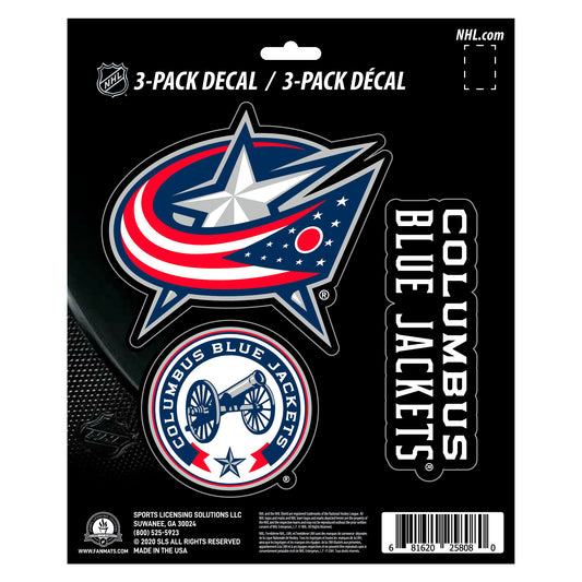 Columbus Blue Jackets 3 Piece Decal Sticker Set - Columbus Blue Jackets