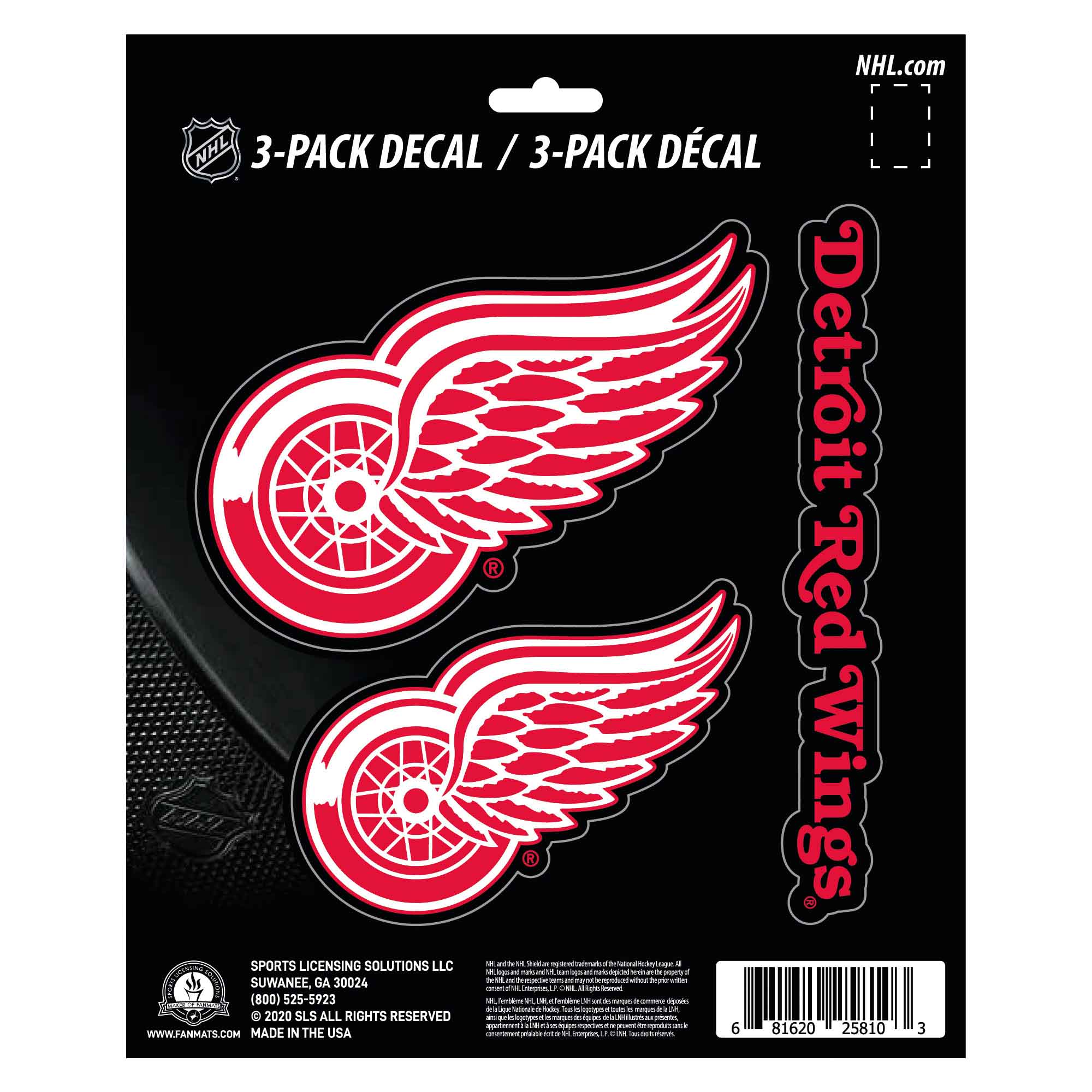 Detroit Red Wings 3 Piece Decal Sticker Set