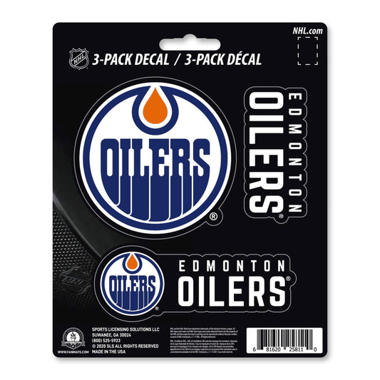 Edmonton Oilers 3 Piece Decal Sticker Set