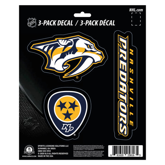 Nashville Predators 3 Piece Decal Sticker Set