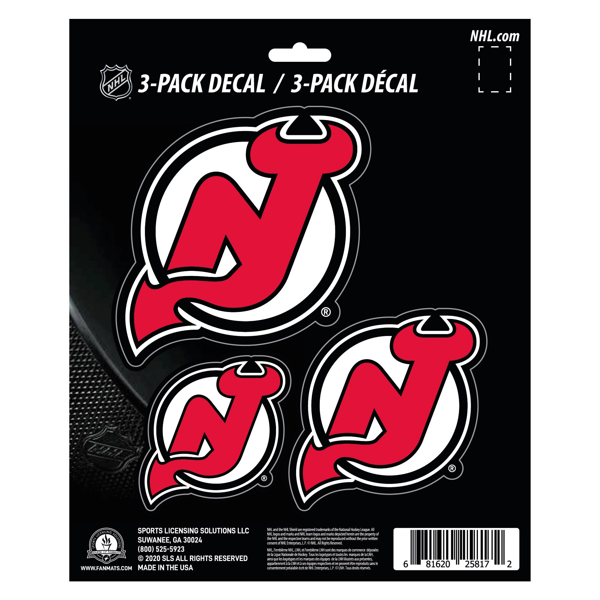 New Jersey Devils 3 Piece Decal Sticker Set