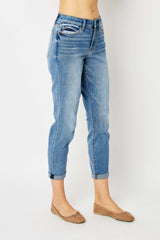 Judy Blue Full Size Cuffed Hem Slim Jeans - Flyclothing LLC