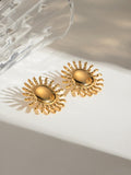 18K Gold-Plated Stainless Steel Sun Stud Earrings - Trendsi