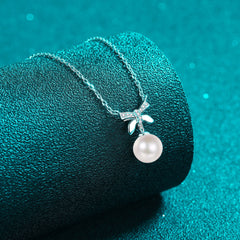 Pearl Pendant Moissanite 925 Sterling Silver Necklace