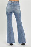 RISEN Full Size High Waist Raw Hem Flare Jeans - Trendsi