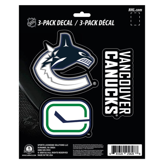 Vancouver Canucks 3 Piece Decal Sticker Set