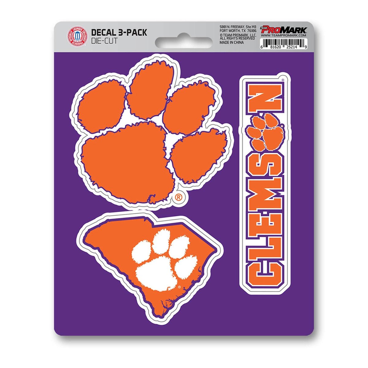 Clemson Tigers 3 Piece Decal Sticker Set - Clemson