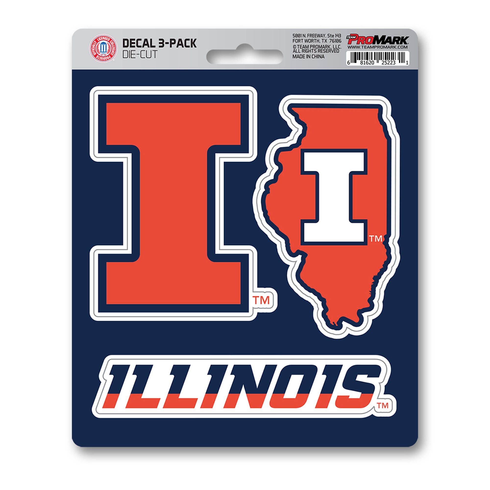 Illinois Illini 3 Piece Decal Sticker Set