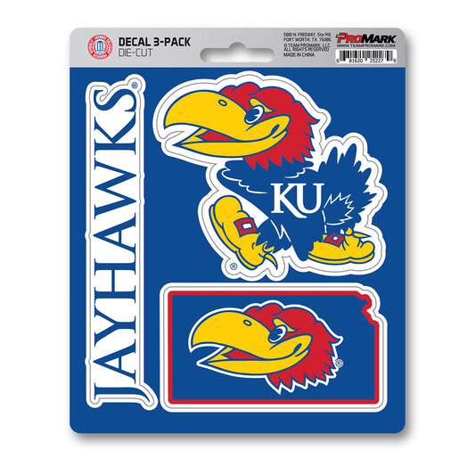 Kansas Jayhawks 3 Piece Decal Sticker Set