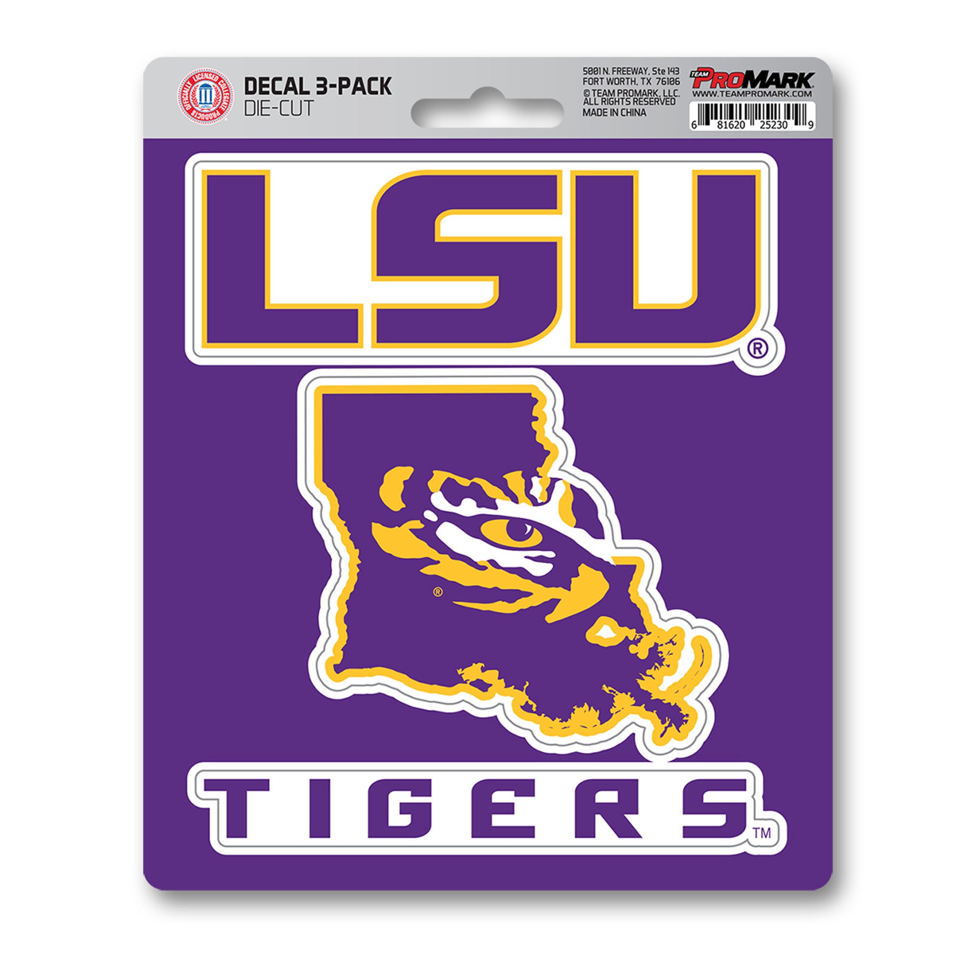 LSU Tigers 3 Piece Decal Sticker Set