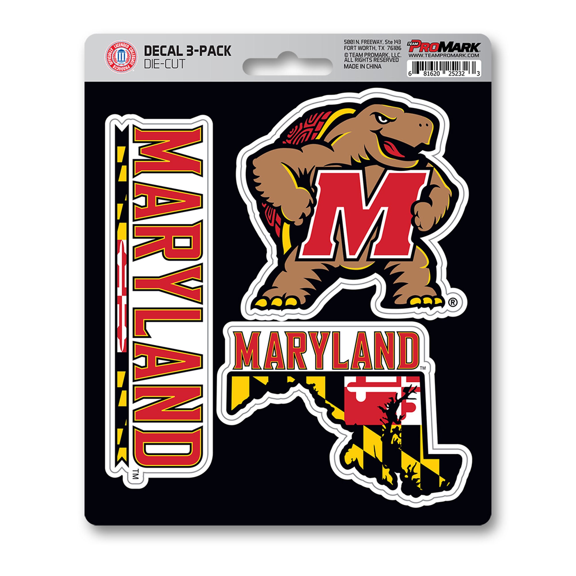 Maryland Terrapins 3 Piece Decal Sticker Set